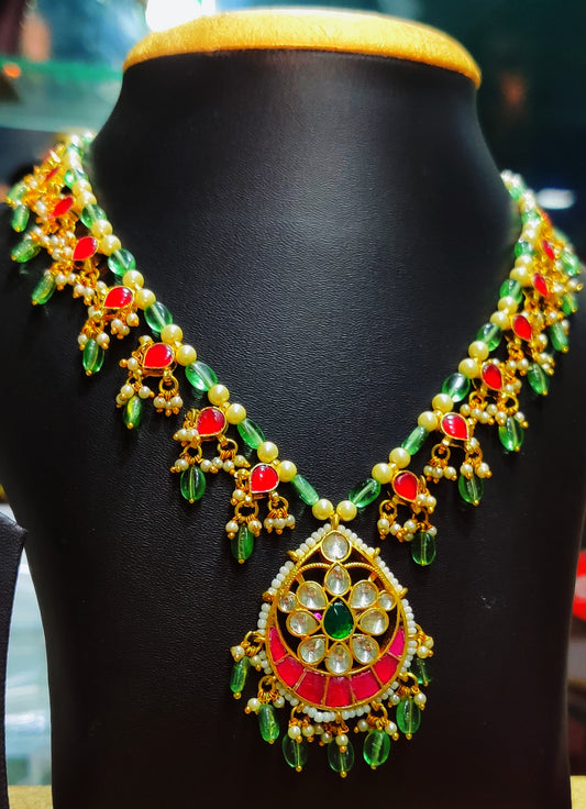 Jadhav Kundan Necklace with Mona Lisa Beads